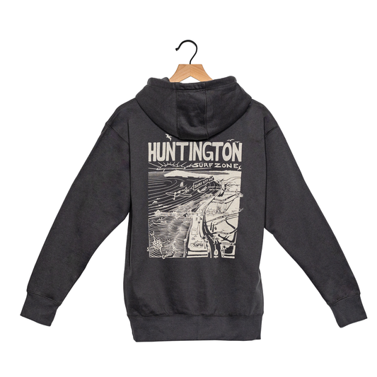 HB Surf Zone Map Hoodie - Vintage Black